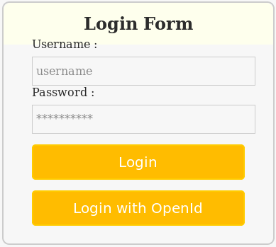 Login form to access session web resources by means of OpenId Connect